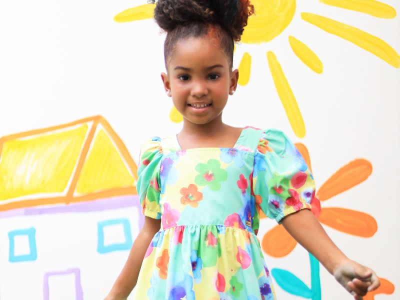 vestido infantil bonito e estampas