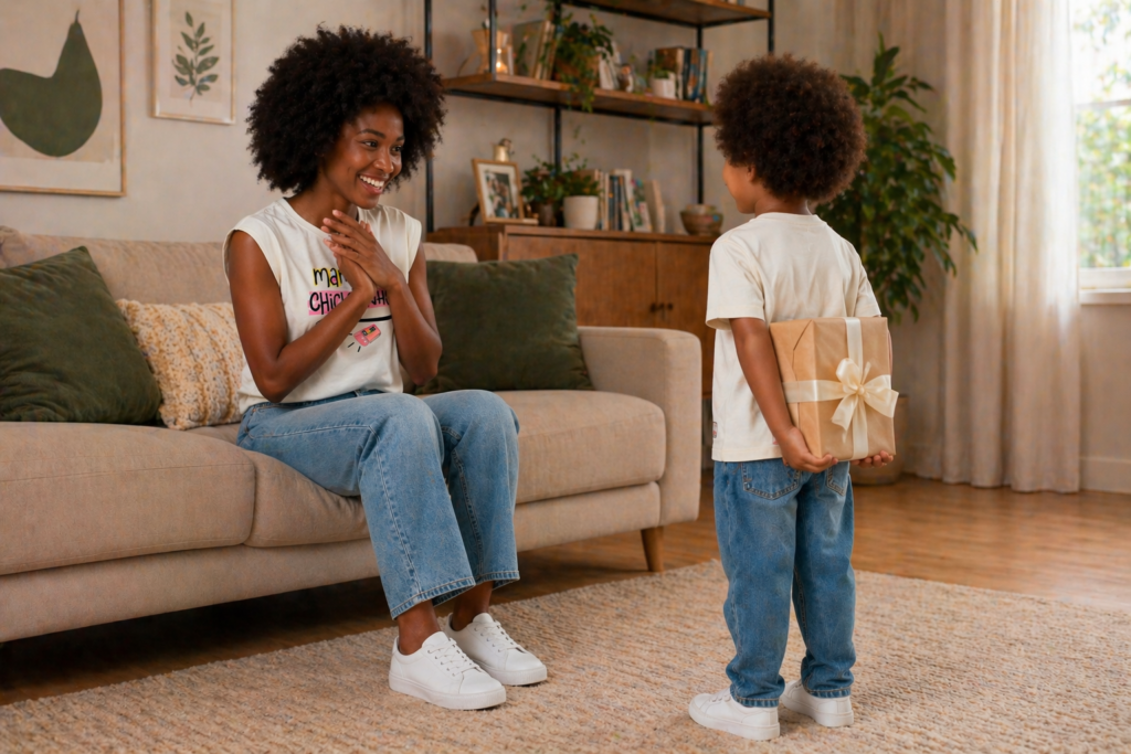 Filho surpreende a mãe com um presente