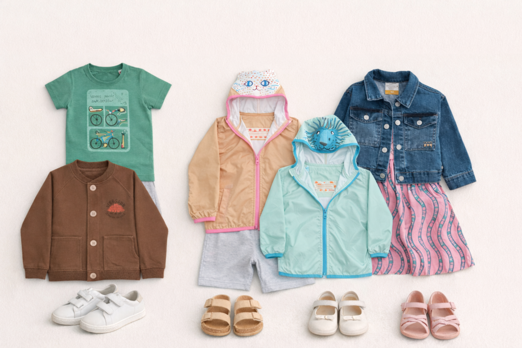 A imagem mostra as peças da coleção de inverno 26 da Alphabeto.