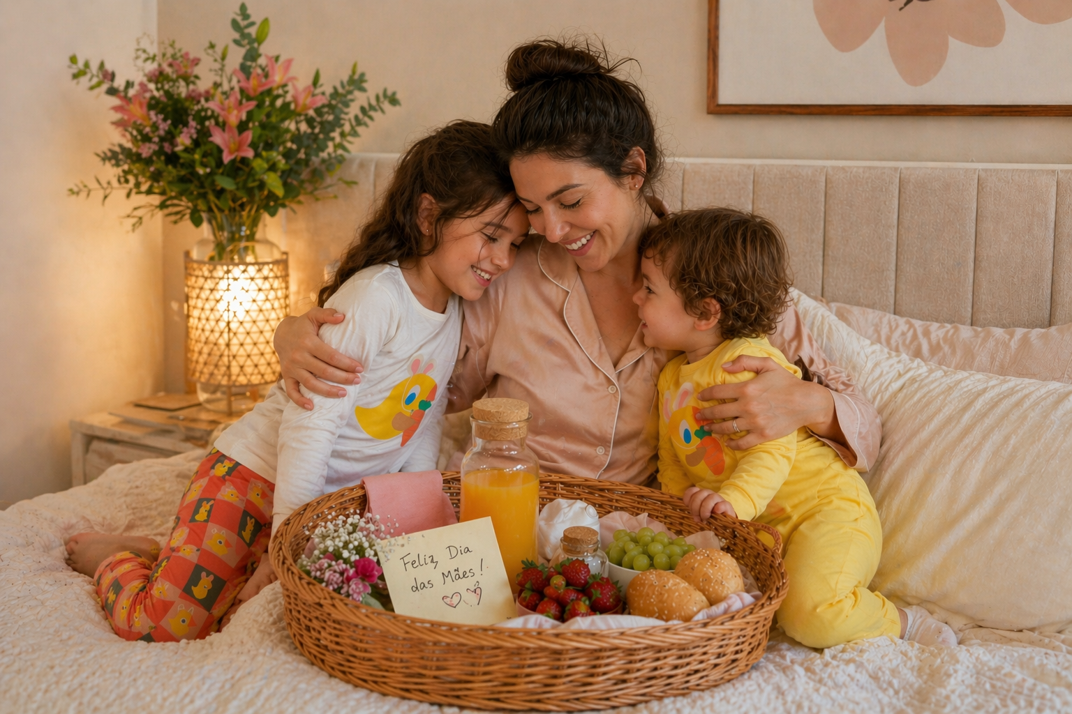 Mães e filhos em uma foto cheia de amor
