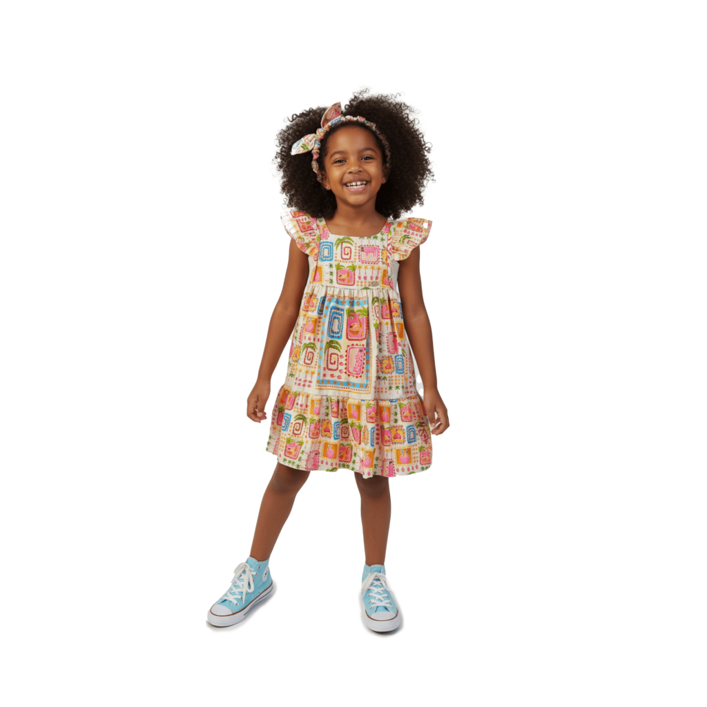 Vestido infantil da Alphabeto para celebrar o dia da natureza